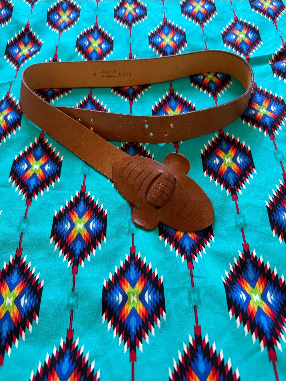VINTAGE Anne Klein Brown Leather Belt with BUTTERFLY ACCENT 🦋